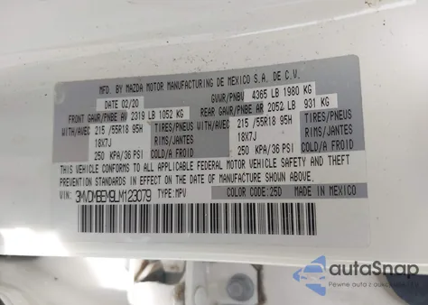 2020 Mazda Cx-30 Premium Package from USA, damaged, VIN 3MVDMBEM9LM123079